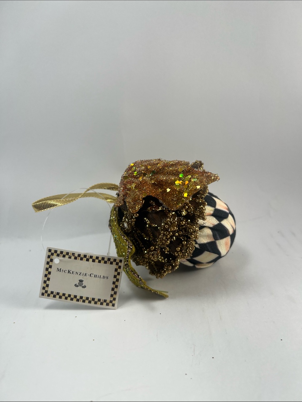 MacKenzie-Childs Gold, Black and Cream Decorative Ornament